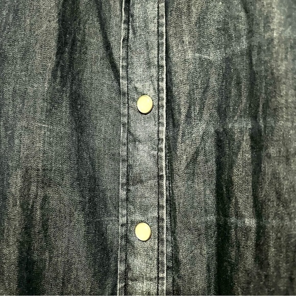 CHICO’S Denim Shacket pocket mother pearl buttons chambray women size Large - Picture 6 of 11